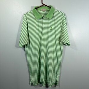 Peter Millar Summer Comfort Polo Shirt Mens XL Green Striped Golf Siwanoy